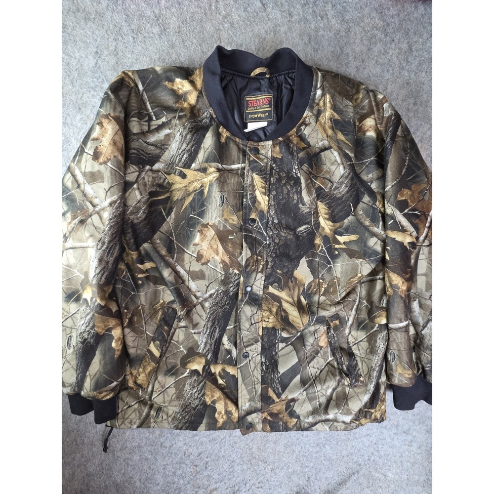 Stearns Dry Wear Hunting Jacket Mens Large Realtree Advantage Quilt Lined Bomber